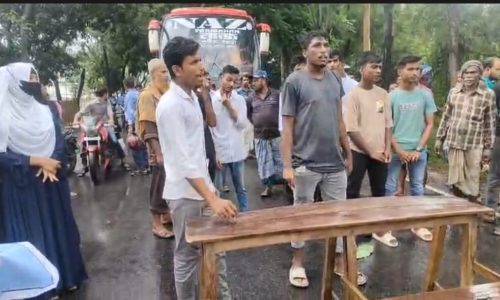 বড়াইগ্রামে অধ্যক্ষ ও অধ্যাপকের পদত্যাগের দাবিতে সড়ক অবরোধ