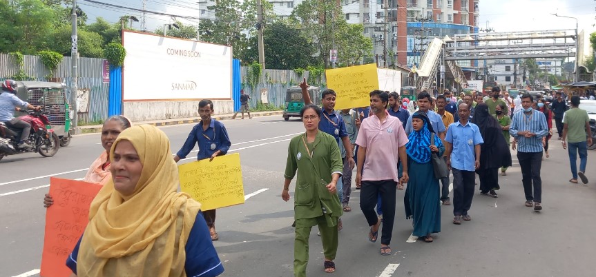 নার্সদের আন্দোলনে উত্থাল চট্টগ্রাম ডায়াবেটিক হাসপাতাল