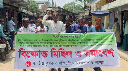 সিংড়ায় কৃষক স্বার্থ রক্ষায় জাতীয় কৃষক সমিতির বিক্ষোভ ও সমাবেশ
