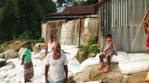 উলিপুরে নিজ খরচে তিস্তার ভাঙ্গন থেকে বসতভিটা রক্ষার চেষ্টা এক বৃদ্ধের