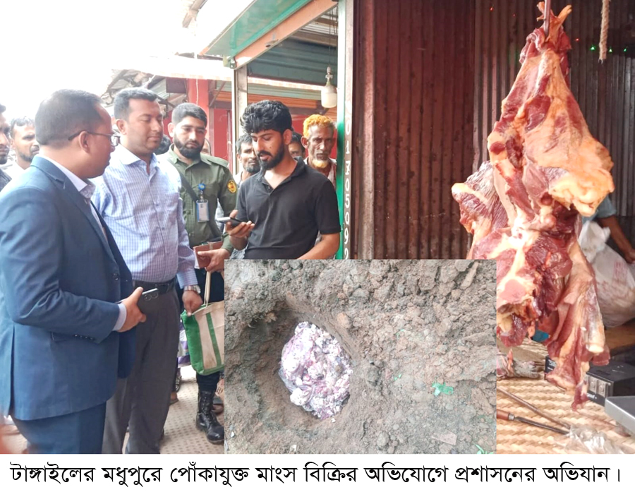 মধুপুরে পোঁকাযুক্ত মাংস বিক্রির অভিযোগে অর্থদন্ড