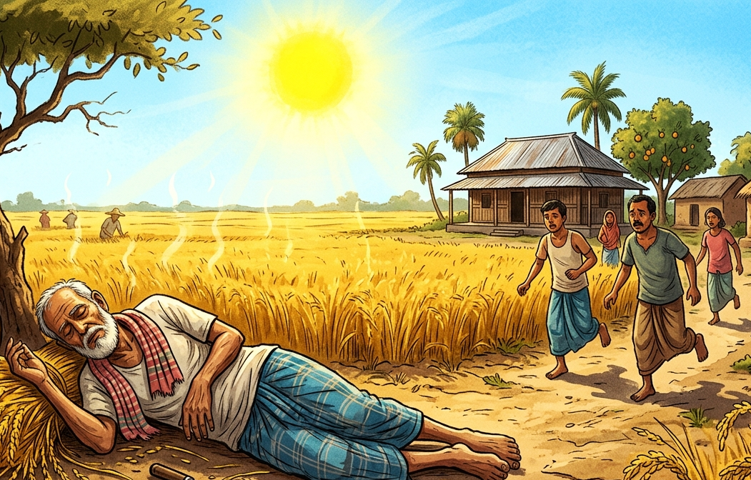 তীব্র দাবদাহে ধান কাটার সময় অসুস্থ হয়ে বৃদ্ধের মৃত্যু